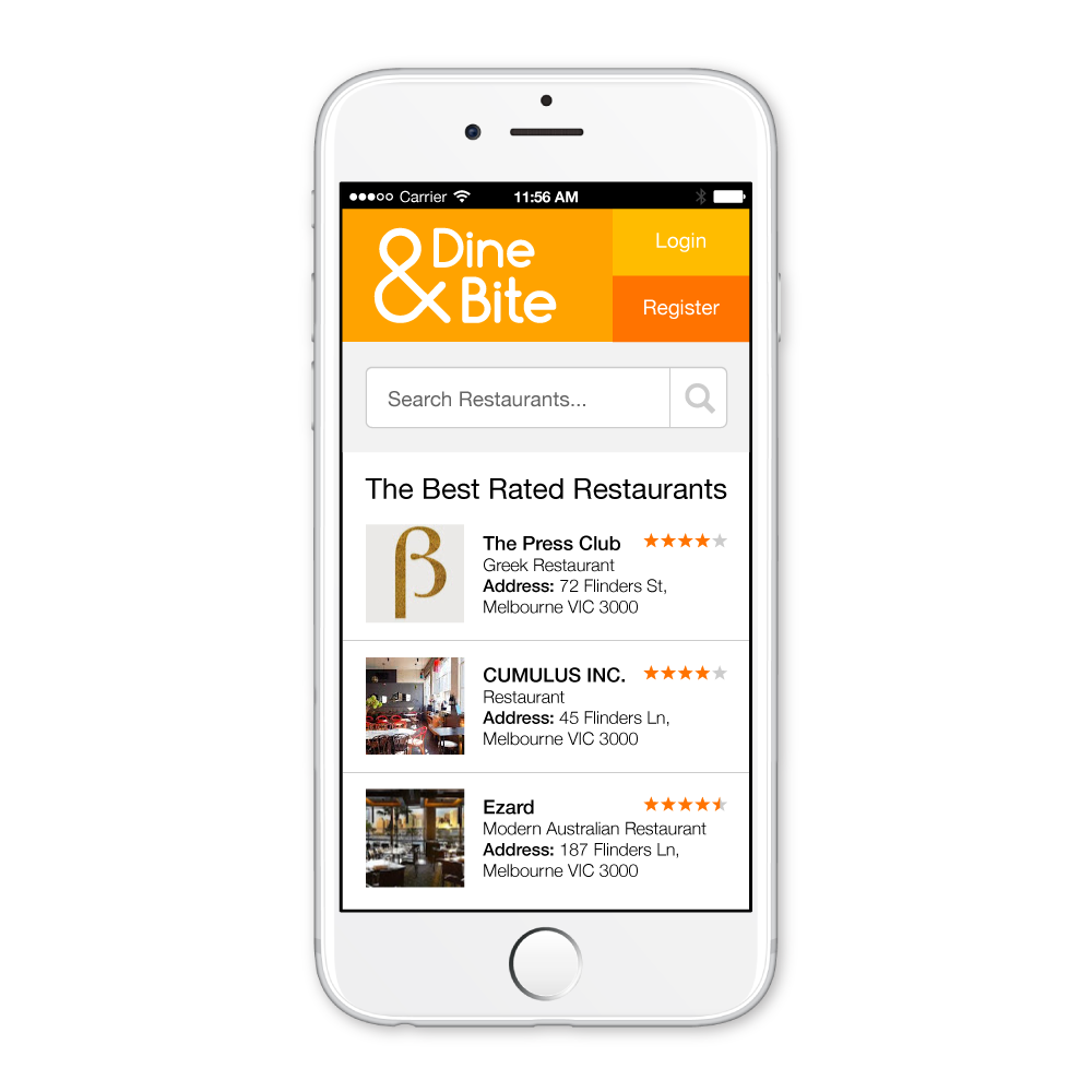 Mobile app “Dine&Bite”